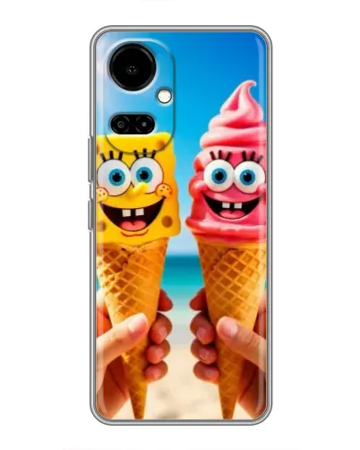 Чехол для TECNO Camon 19 (CI6n) / 19 Pro (CI8n) с картинкой «Спанч Боб мороженое»