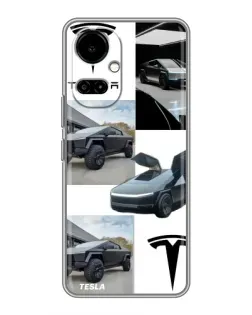 Чехол для TECNO Camon 19 (CI6n) / 19 Pro (CI8n) с картинкой «Коллаж Cybertruck Tesla»