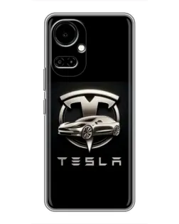 Чехол для TECNO Camon 19 (CI6n) / 19 Pro (CI8n) с картинкой «Tesla — серебристое авто»