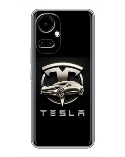 Чехол для TECNO Camon 19 (CI6n) / 19 Pro (CI8n) с картинкой «Tesla — серебристое авто»