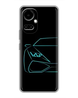 Чехол для TECNO Camon 19 (CI6n) / 19 Pro (CI8n) с картинкой «Голубой силуэт Lamborghini»