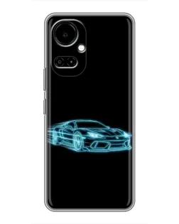 Чехол для TECNO Camon 19 (CI6n) / 19 Pro (CI8n) с картинкой «Неоновый контур Lamborghini»
