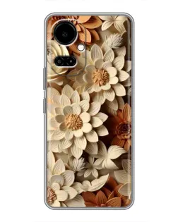 Чехол для TECNO Camon 19 (CI6n) / 19 Pro (CI8n) с картинкой «Бежевый флористический декор»