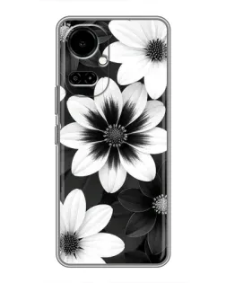 Чехол для TECNO Camon 19 (CI6n) / 19 Pro (CI8n) с картинкой «Монохромные астры»