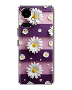 Чехол для TECNO Camon 19 (CI6n) / 19 Pro (CI8n) с картинкой «Ромашки на фиолетовом»