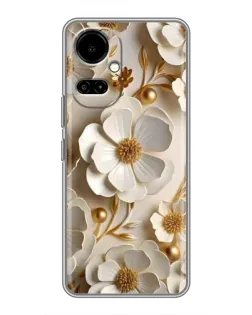Чехол для TECNO Camon 19 (CI6n) / 19 Pro (CI8n) с картинкой «Белие бумажние  цвети»