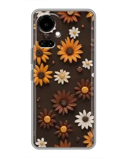 Чехол для TECNO Camon 19 (CI6n) / 19 Pro (CI8n) с картинкой «Узор из маленьких подсолнухов»