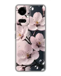 Чехол для TECNO Camon 19 (CI6n) / 19 Pro (CI8n) с картинкой «Нежная сакура и капли»