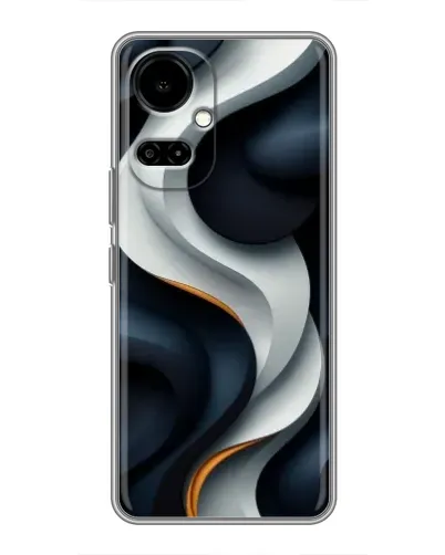 Чехол для TECNO Camon 19 (CI6n) / 19 Pro (CI8n) с картинкой «Объемные черно-белые ленты»