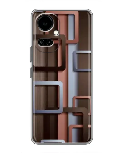 Чехол для TECNO Camon 19 (CI6n) / 19 Pro (CI8n) с картинкой «Коричневые объемные квадраты»