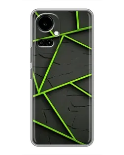 Чехол для TECNO Camon 19 (CI6n) / 19 Pro (CI8n) с картинкой «Зеленые геометрические линии»
