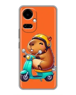 Чехол для TECNO Camon 19 (CI6n) / 19 Pro (CI8n) с картинкой «Капибара на скутере»