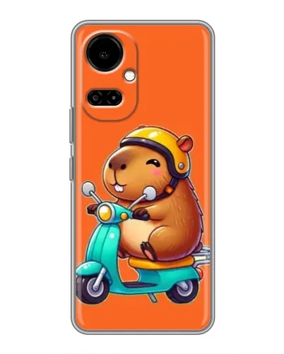Чехол для TECNO Camon 19 (CI6n) / 19 Pro (CI8n) с картинкой «Капибара на скутере»
