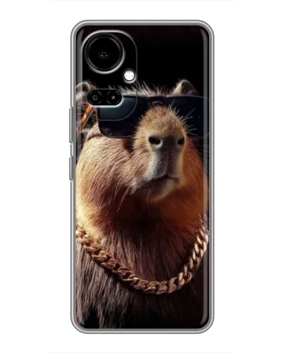 Чехол для TECNO Camon 19 (CI6n) / 19 Pro (CI8n) с картинкой «Капибара золотая цепь»
