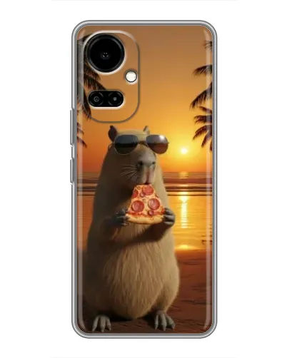 Чехол для TECNO Camon 19 (CI6n) / 19 Pro (CI8n) с картинкой «Капибара с пиццей»