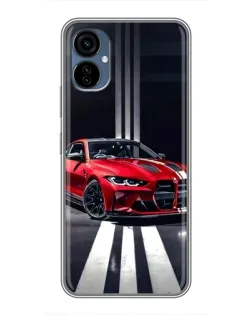 Чехол для TECNO Camon 19 Neo с картинкой «Красная BMW на дороге»