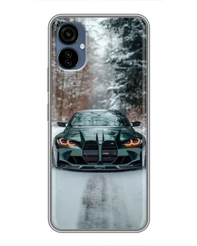 Чехол для TECNO Camon 19 Neo с картинкой «BMW в зимнем лесу»