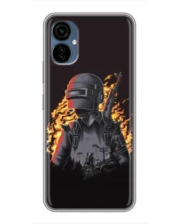 Чехол для TECNO Camon 19 Neo с картинкой «PUBG — огненный силуэт»