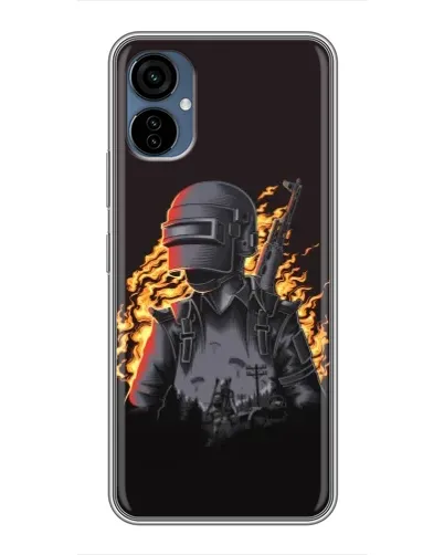 Чехол для TECNO Camon 19 Neo с картинкой «PUBG — огненный силуэт»