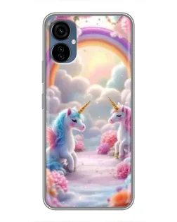 Чехол для TECNO Camon 19 Neo с картинкой «Радуга и единороги»