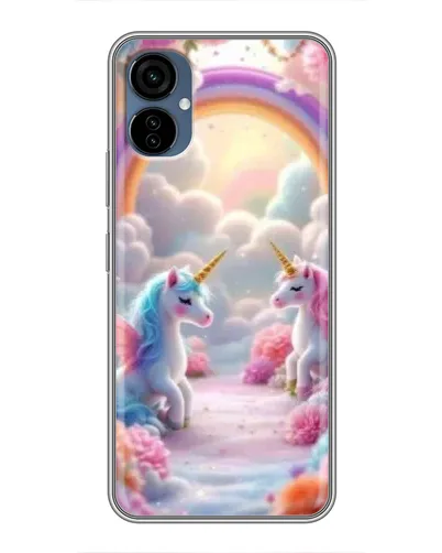 Чехол для TECNO Camon 19 Neo с картинкой «Радуга и единороги»