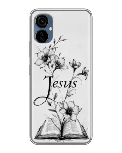Чехол для TECNO Camon 19 Neo с картинкой «Цветы и Библия»