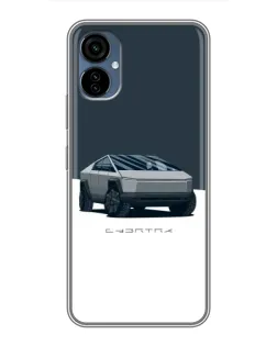 Чехол для TECNO Camon 19 Neo с картинкой «Серебристый Cybertruck Tesla»