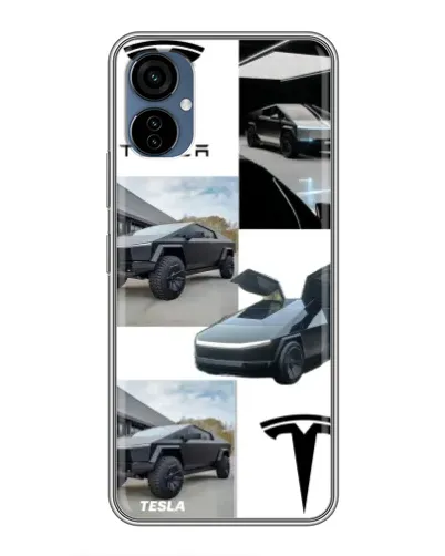 Чехол для TECNO Camon 19 Neo с картинкой «Коллаж Cybertruck Tesla»