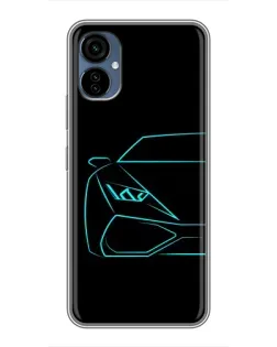 Чехол для TECNO Camon 19 Neo с картинкой «Голубой силуэт Lamborghini»
