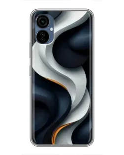 Чехол для TECNO Camon 19 Neo с картинкой «Объемные черно-белые ленты» Чехол для TECNO Camon 19 Neo с картинкой «Объемные черно-белые ленты»