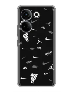 Чехол для TECNO Camon 20 Pro с картинкой «Nike Black Pattern»