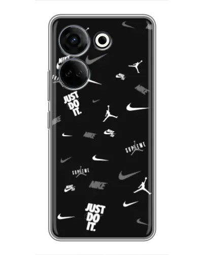 Чехол для TECNO Camon 20 Pro с картинкой «Nike Black Pattern»