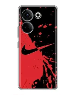 Чехол для TECNO Camon 20 Pro с картинкой «Красные брызги Nike»
