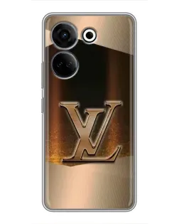Чехол для TECNO Camon 20 Pro с картинкой «LV — золотое сияние»