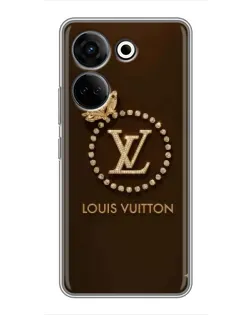 Чехол для TECNO Camon 20 Pro с картинкой «LV — золотая печать»