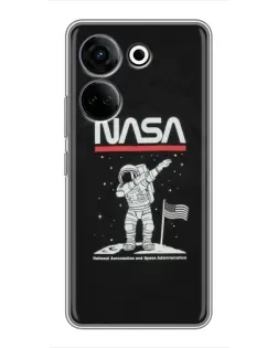 Чехол для TECNO Camon 20 Pro с картинкой «NASA — шагаем по Луне»