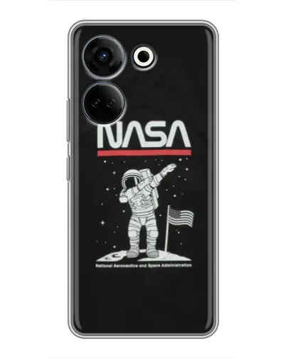 Чехол для TECNO Camon 20 Pro с картинкой «NASA — шагаем по Луне»