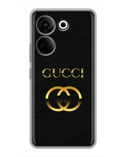 Чехол для TECNO Camon 20 Pro с картинкой «Золотой логотип Gucci»