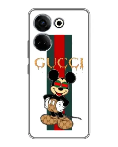 Чехол для TECNO Camon 20 Pro с картинкой «Микки Маус Gucci — полосы»