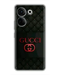 Чехол для TECNO Camon 20 Pro с картинкой «Gucci — стеганый черный»