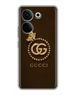 Чехол для TECNO Camon 20 Pro с картинкой «Gucci — золотая бабочка»