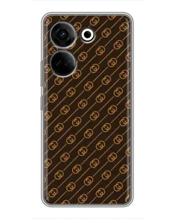 Чехол для TECNO Camon 20 Pro с картинкой «Gucci — золотые диагонали»