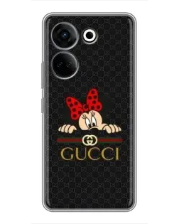 Чехол для TECNO Camon 20 Pro с картинкой «Минни Маус Gucci — черный»