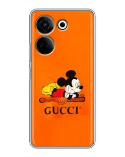 Чехол для TECNO Camon 20 Pro с картинкой «Микки Маус Gucci — оранж»
