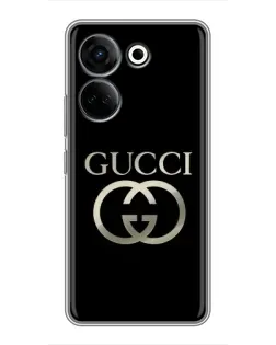 Чехол для TECNO Camon 20 Pro с картинкой «Gucci — золото на черном»