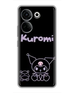 Чехол для TECNO Camon 20 Pro с картинкой «Kuromi — черный минимализм» Чехол для TECNO Camon 20 Pro с картинкой «Kuromi — черный минимализм»
