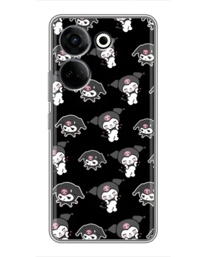 Чехол для TECNO Camon 20 Pro с картинкой «Черный паттерн Kuromi»