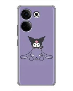 Чехол для TECNO Camon 20 Pro с картинкой «Kuromi на лиловом фоне»