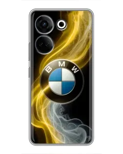 Чехол для TECNO Camon 20 Pro с картинкой «Золотистый дым BMW»