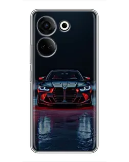 Чехол для TECNO Camon 20 Pro с картинкой «BMW на мокрой дороге»